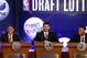 NBA basketball players, from left, Washington Wizards' Bradley Beal, Minnesota Timberwolves' Kevin Love and Portland Trailblazers' Damian Lillard represent their teams during the NBA draft lottery, Tuesday, May 21, 2013 in New York. (AP Photo/Jason DeCrow)
