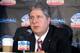 Washington State coach Mike Leach speaks to members of the media at the Isleta Resort & Casino in Isleta Pueblo, N.M., Friday, Dec. 20, 2013. Colorado State (7-6) will meet Washington State (6-6) in the New Mexico Bowl on Saturday in Albuquerque, N.M. (AP Photo/Russell Contreras)