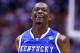 INDIANAPOLIS, IN - MARCH 28: Julius Randle #30 of the Kentucky Wildcats celebrates defeating the Louisville Cardinals 74 to 69 during the regional semifinal of the 2014 NCAA Men's Basketball Tournament at Lucas Oil Stadium on March 28, 2014 in Indianapolis, Indiana. (Photo by Andy Lyons/Getty Images)