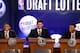 NBA basketball players, from left, Washington Wizards' Bradley Beal, Minnesota Timberwolves' Kevin Love and Portland Trailblazers' Damian Lillard represent their teams during the NBA draft lottery, Tuesday, May 21, 2013 in New York. (AP Photo/Jason DeCrow)
