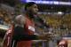 Miami Heat's LeBron James in action during the second half of Game 1 of the Eastern Conference finals NBA basketball playoff series against the Indiana Pacers Sunday, May 18, 2014, in Indianapolis. (AP Photo/Darron Cummings)