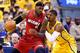 INDIANAPOLIS, IN - MAY 18: Paul George #24 of the Indiana Pacers defends against LeBron James #6 of the Miami Heat during Game One of the Eastern Conference Finals of the 2014 NBA Playoffs at Bankers Life Fieldhouse on May 18, 2014 in Indianapolis, Indiana. NOTE TO USER: User expressly acknowledges and agrees that, by downloading and or using this photograph, User is consenting to the terms and conditions of the Getty Images License Agreement. (Photo by Andy Lyons/Getty Images)
