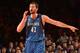NEW YORK, NY - NOVEMBER 03: Kevin Love #42 of the Minnesota Timberwolves points during the game against the New York Knicks on November 3, 2013 at Madison Square Garden in New York City, New York. NOTE TO USER: User expressly acknowledges and agrees that, by downloading and or using this photograph, User is consenting to the terms and conditions of the Getty Images License Agreement. Mandatory Copyright Notice: Copyright 2013 NBAE (Photo by Jesse D. Garrabrant/NBAE via Getty Images)