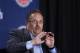 Stan Van Gundy addresses the media after being introduced as the Detroit Pistons newest head coach at the Palace in Auburn Hills, Mich., Thursday, May 15, 2014. (AP Photo/Carlos Osorio)