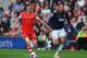 SOUTHAMPTON, ENGLAND - MAY 11: (L-R) Luke Shaw of Southampton holds off Chris Smalling of Manchester United during the Barclays Premier League match between Southampton and Manchester United at St Mary's Stadium on May 11, 2014 in Southampton, England. (Photo by Mike Hewitt/Getty Images)