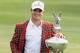 FORT WORTH, TX - MAY 27: Zach Johnson poses with the trophy after his one-stroke victory at the Crowne Plaza Invitational at Colonial at the Colonial Country Club on May 27, 2012 in Fort Worth, Texas. (Photo by Scott Halleran/Getty Images)