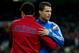 MADRID, SPAIN - FEBRUARY 05: Cristiano Ronaldo (R) of Real Madrid CF embraces Diego Costa (L) of Atletico de Madrid prior to start prior to start the Copa del Rey semifinal first leg match between Real Madrid CF and Club Atletico Madrid at Estadio Santiago Bernabeu on February 5, 2014 in Madrid, Spain. (Photo by Gonzalo Arroyo Moreno/Getty Images)