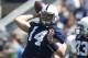 Penn State quarterback Christian Hackenberg (14) during warmups before the Penn State annual Blue-White Game NCAA football scrimmage on Saturday, April 12, 2014 in State College, Pa. (AP Photo/Keith Srakocic)