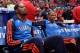 LOS ANGELES, CA - MAY 15: Kevin Durant #35 and Russell Westbrook #0 of the Oklahoma City Thunder sit on the bench before Game Six of the Western Conference Semifinals against the Los Angeles Clippers during the 2014 NBA Playoffs at Staples Center on May 15, 2014 in Los Angeles, California. NOTE TO USER: User expressly acknowledges and agrees that, by downloading and/or using this Photograph, user is consenting to the terms and conditions of the Getty Images License Agreement. Mandatory Copyright Notice: Copyright 2014 NBAE (Photo by Andrew D. Bernstein/NBAE via Getty Images)