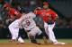 Erick Aybar, right, shortstop on the Los Angeles Angels.