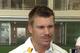 Australia's opening batsman David Warner speaks to the media in Brisbane Tuesday, Nov. 12, 2013 after he was selected for the first Ashes test against England, starting Nov. 21 2013. Warner, who missed the opening matches of the last Ashes series due to disciplinary issues, has scored four centuries in domestic cricket in Australia in the last month and says he’s ready to score runs against England. (AP Photo/John Pye)
