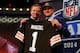 NEW YORK, NY - MAY 08: Johnny Manziel of the Texas A&M Aggies poses with NFL Commissioner Roger Goodell after he was picked #22 overall by the Cleveland Browns during the first round of the 2014 NFL Draft at Radio City Music Hall on May 8, 2014 in New York City. (Photo by Elsa/Getty Images)
