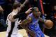 SAN ANTONIO, TX - MAY 21: Kevin Durant #35 of the Oklahoma City Thunder drives on Tiago Splitter #22 of the San Antonio Spurs in the first half in Game Two of the Western Conference Finals during the 2014 NBA Playoffs at AT&T Center on May 21, 2014 in San Antonio, Texas. NOTE TO USER: User expressly acknowledges and agrees that, by downloading and or using this photograph, User is consenting to the terms and conditions of the Getty Images License Agreement. (Photo by Chris Covatta/Getty Images)
