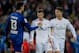 MADRID, SPAIN - MARCH 02: Cristiano Ronaldo (L) of Real Madrid CF wrinkles his eye and shakes hands with goalkeeper Thibaut Courtois (L) of Atletico de Madrid after the La Liga match between Club Atletico de Madrid and Real Madrid CF at Vicente Calderon Stadium on March 2, 2014 in Madrid, Spain. (Photo by Gonzalo Arroyo Moreno/Getty Images)