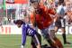 Holland's Dennis Bergkamp jubilates after scoring the winning goal against Argentina's goalkeeper Carlos Roa during the quarter final France 98 soccer world cup match Argentina vs. the Netherlands at the Velodrome stadium in Marseille Saturday July 4, 1998. Holland won 2-1 and will meet Brazil in the semi-finals. (AP Photo/Ricardo Mazalan)