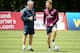 VALE DO LOBO, ALGARVE, PORTUGAL - MAY 21: Manager Roy Hodgson talks with Luke Shaw during a training session at the England pre-World Cup Training Camp at the Vale Do Lobo Resort on May 21, 2014 in Vale Do Lobo, Algarve, Portugal. (Photo by Richard Heathcote/Getty Images)