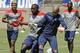 U.S. goalie Tim Howard, second from right, and teammates train for the World Cup soccer tournament on Thursday, May 22, 2014, in Stanford, Calif. (AP Photo/Ben Margot)