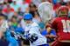 BALTIMORE, MD - MAY 24: Kyle Keenan #16 of the Duke Blue Devils takes a shot and scores a goal on goalie Ryan LaPlante #10 of the Denver Pioneers during the first half of the semifinals of the 2014 NCAA Division I Men's Lacrosse Championship at M&T Bank Stadium on May 24, 2014 in Baltimore, Maryland. (Photo by Rob Carr/Getty Images)