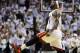 Miami Heat forward LeBron James celebrates late in the second half of Game 3 in the NBA basketball Eastern Conference finals playoff series against the Indiana Pacers, Saturday, May 24, 2014, in Miami. The Heat defeated the Pacers 99-87. (AP Photo/Lynne Sladky)