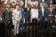 From left, NBA draft prospects Marcus Smart of Oklahoma State, Tyler Ennis of Syracuse, Andrew Wiggins and Joel Embiid of Kansas, Noah Vonleh of Indiana, Doug McDermott of Creighton and Aaron Gordon of Arizona pose for a photograph before the NBA draft lottery in New York, Tuesday, May 20, 2014. (AP Photo/Kathy Willens)