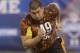 Cornell offensive lineman J C Tretter runs a drill during the NFL football scouting combine in Indianapolis, Saturday, Feb. 23, 2013. (AP Photo/Dave Martin)