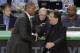 BOSTON - MAY 17: Head Coach Doc Rivers of the Boston Celtics congratulates head coach Stan Van Gundy of the Orlando Magic in Game Seven of the Eastern Conference Semifinals during the 2009 NBA Playoffs at TD Banknorth Garden on May 17, 2009 in Boston, Massachusetts. NOTE TO USER: User expressly acknowledges and agrees that, by downloading and or using this photograph, User is consenting to the terms and conditions of the Getty Images License Agreement. Mandatory Copyright Notice: Copyright 2009 NBAE (Photo by Steve Babineau/NBAE via Getty Images)