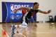 Shabazz Napier, from Connecticut, participates in NBA shuttle run at the 2014 NBA basketball draft combine Friday, May 16, 2014, in Chicago. (AP Photo/Charles Rex Arbogast)