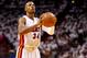 MIAMI, FL - MAY 26: Ray Allen #34 of the Miami Heat takes a foul shot against the Indiana Pacers during Game Four of the Eastern Conference Finals of the 2014 NBA Playoffs at American Airlines Arena on May 26, 2014 in Miami, Florida. NOTE TO USER: User expressly acknowledges and agrees that, by downloading and or using this photograph, User is consenting to the terms and conditions of the Getty Images License Agreement. (Photo by Mike Ehrmann/Getty Images)
