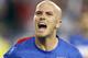 U.S. midfielder Michael Bradley celebrates after scoring a first-half goal against Mexico during an international friendly soccer match Wednesday, April 2, 2014, in Glendale, Ariz. (AP Photo/Rock Scuteri)
