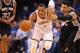 OKLAHOMA CITY, OK - MAY 27: Russell Westbrook #0 of the Oklahoma City Thunder dribbles up the court against the San Antonio Spurs in Game Four of the Western Conference Finals during the 2014 NBA Playoffs on May 27, 2014 at the Chesapeake Energy Arena in Oklahoma City,Oklahoma. NOTE TO USER: User expressly acknowledges and agrees that, by downloading and or using this photograph, User is consenting to the terms and conditions of the Getty Images License Agreement. Mandatory Copyright Notice: Copyright 2014 NBAE (Photo by Noah Graham/NBAE via Getty Images)