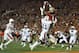 Jan 6, 2014; Pasadena, CA, USA; Florida State Seminoles wide receiver Kelvin Benjamin (1) catches a touchdown pass over Auburn Tigers cornerback Chris Davis (11) during the second half of the 2014 BCS National Championship game at the Rose Bowl. Mandatory Credit: Robert Hanashiro-USA TODAY Sports