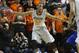 Oklahoma State wing Markel Brown (22) is pictured in the first half of an NCAA college basketball game against Kansas in Stillwater, Okla., Saturday, March 1, 2014. (AP Photo/Sue Ogrocki)