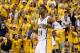 May 28, 2014; Indianapolis, IN, USA; Indiana Pacers forward Paul George (24) reacts after game five against the Miami Heat of the Eastern Conference Finals of the 2014 NBA Playoffs at Bankers Life Fieldhouse. Indiana defeats Miami 93-90. Mandatory Credit: Brian Spurlock-USA TODAY Sports