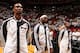 MIAMI, FL - MAY 14: Chris Bosh #1, LeBron James #6, and Dwyane Wade #3 of the Miami Heat stand during the National Anthem before Game Five of the Eastern Conference Semifinals against the Brooklyn Nets during the 2014 NBA playoffs at American Airlines Arena in Miami, Florida on May 14, 2014. NOTE TO USER: User expressly acknowledges and agrees that, by downloading and or using this photograph, User is consenting to the terms and conditions of the Getty Images License Agreement. Mandatory Copyright Notice: Copyright 2014 NBAE (Photo by Issac Baldizon/NBAE via Getty Images)