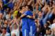 LONDON, ENGLAND - AUGUST 21: Eden Hazard (R) of Chelsea is congratulated by teammate Oscar (L) after scoring the opening goal during the Barclays Premier League match between Chelsea and Aston Villa at Stamford Bridge on August 21, 2013 in London, England. (Photo by Jamie McDonald/Getty Images)