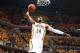 INDIANAPOLIS, IN - MAY 28: Paul George #24 of the Indiana Pacers dunks against the Miami Heat in Game Five of the Eastern Conference Finals during the 2014 NBA Playoffs on May 28, 2014 at Bankers Life Fieldhouse, Indianapolis, IN. NOTE TO USER: User expressly acknowledges and agrees that, by downloading and or using this photograph, User is consenting to the terms and conditions of the Getty Images License Agreement. Mandatory Copyright Notice: Copyright 2014 NBAE (Photo by Nathaniel S. Butler/NBAE via Getty Images)