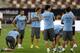 Uruguay national football team players during a training session at the Khalifa International stadium in Doha on Tuesday, Feb. 5, 2013. Uruguay and Spain will play a friendly match on Feb. 6 in Qatar. (AP Photo/Osama Faisal)