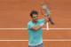 May 29, 2014; Paris, Paris, France; Rafael Nadal (ESP) celebrates recording match point during his match against Dominic Thiem (AUT) on day five at the 2014 French Open at Roland Garros. Mandatory Credit: Susan Mullane-USA TODAY Sports