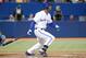 TORONTO, CANADA - MAY 28: Anthony Gose #8 of the Toronto Blue Jays hits a single in the fourth inning during MLB game action against the Tampa Bay Rays on May 28, 2014 at Rogers Centre in Toronto, Ontario, Canada. (Photo by Tom Szczerbowski/Getty Images)