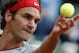 Switzerland's Roger Federer serves the ball during the second round match of the French Open tennis tournament against Argentina's Diego Sebastian Schwartzman at the Roland Garros stadium, in Paris, France, Wednesday, May 28, 2014. (AP Photo/Darko Vojinovic)