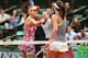 PARIS, FRANCE - MAY 30: Agnieszka Radwanska of Poland shakes hands with Ajla Tomljanovic of Croatia after their women's singles match on day six of the French Open at Roland Garros on May 30, 2014 in Paris, France. (Photo by Matthew Stockman/Getty Images)