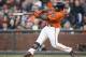 San Francisco Giants' Pablo Sandoval hits a three-run home run off Minnesota Twins starting pitcher Kyle Gibson in the first inning of a baseball game Friday, May 23, 2014, in San Francisco. (AP Photo/Tony Avelar)