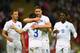 LONDON, ENGLAND - MAY 30: Gary Cahill of England celebrates scoring their second goal with Leighton Baines, Phil Jagielka and Danny Welbeck of England uring the international friendly match between England and Peru at Wembley Stadium on May 30, 2014 in London, England. (Photo by Shaun Botterill/Getty Images)