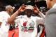 MIAMI, FL - MAY 30: Dwyane Wade #3 of the Miami Heat celebrates after Game Six of the Eastern Conference Finals against the Indiana Pacers during the 2014 NBA Playoffs on May 30, 2014 in Miami, Fl. NOTE TO USER: User expressly acknowledges and agrees that, by downloading and or using this photograph, User is consenting to the terms and conditions of the Getty Images License Agreement. Mandatory Copyright Notice: Copyright 2014 NBAE (Photo by Issac Baldizon/NBAE via Getty Images)