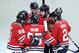 Chicago Blackhawks defenseman Brent Seabrook, second from right, celebrates a goal with his teammates during the first period in Game 5 of the Western Conference finals against the Los Angeles Kings in the NHL hockey Stanley Cup playoffs Wednesday, May 28, 2014, in Chicago. (AP Photo/Andrew A. Nelles)