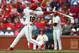 ST. LOUIS, MO - MAY 31: Oscar Taveras #18 of the St. Louis Cardinals hits a solo home run, the first of his career, in the fifth inning against the San Francisco Giants at Busch Stadium on May 31, 2014 in St. Louis, Missouri. (Photo by Dilip Vishwanat/Getty Images)