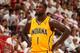 MIAMI, FL - MAY 30: Lance Stephenson #1 of the Indiana Pacers looks on in Game Six of the Eastern Conference Finals against the Miami Heat during the 2014 NBA Playoffs on May 30, 2014 in Miami, Fl. NOTE TO USER: User expressly acknowledges and agrees that, by downloading and or using this photograph, User is consenting to the terms and conditions of the Getty Images License Agreement. Mandatory Copyright Notice: Copyright 2014 NBAE (Photo by Issac Baldizon/NBAE via Getty Images)
