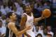 OKLAHOMA CITY, OK - MAY 31: Kevin Durant #35 of the Oklahoma City Thunder looks to pass the ball against Danny Green #4 of the San Antonio Spurs in the first half during Game Six of the Western Conference Finals of the 2014 NBA Playoffs at Chesapeake Energy Arena on May 31, 2014 in Oklahoma City, Oklahoma. NOTE TO USER: User expressly acknowledges and agrees that, by downloading and or using this photograph, User is consenting to the terms and conditions of the Getty Images License Agreement. (Photo by Ronald Martinez/Getty Images)