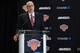 NEW YORK, NY - MARCH 18: Phil Jackson addresses the media during his introductory press conference at Madison Square Garden on March 18, 2014 in New York City. (Photo by Maddie Meyer/Getty Images)