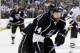 Los Angeles Kings right wing Justin Williams shoots against the Chicago Blackhawks during Game 6 of the Western Conference finals of the NHL hockey Stanley Cup playoffs in Los Angeles, Friday, May 30, 2014. (AP Photo/Chris Carlson)